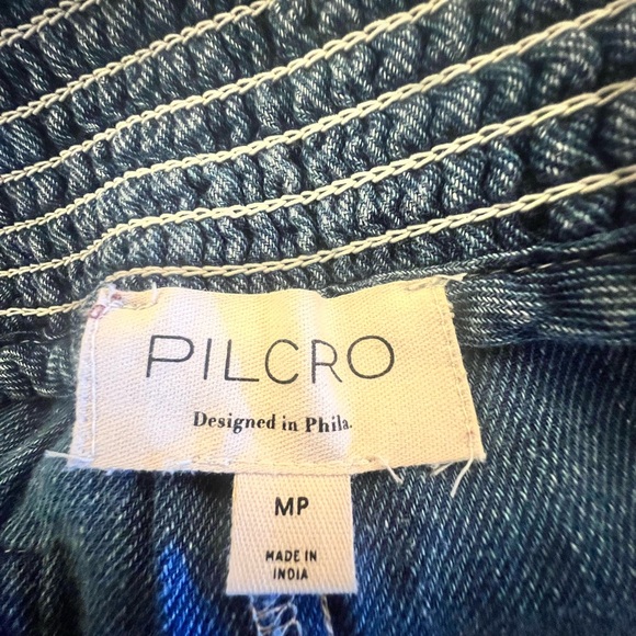 PILCRO Reese smocked denim pull-on barrel pants - Picture 5 of 6